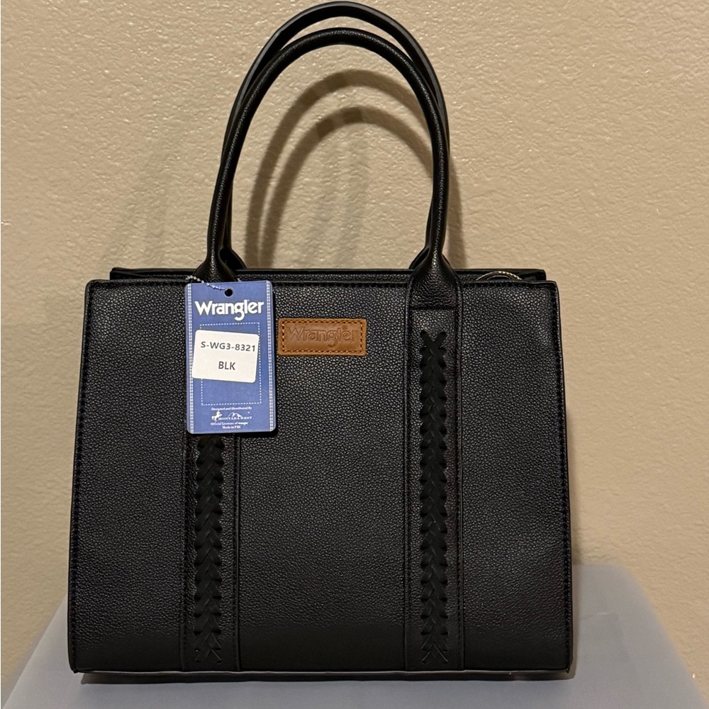 Wrangler Black 3-in-1‎ Satchel Tote Purse w/ Crossbody Bag & Wristlet Wallet NEW